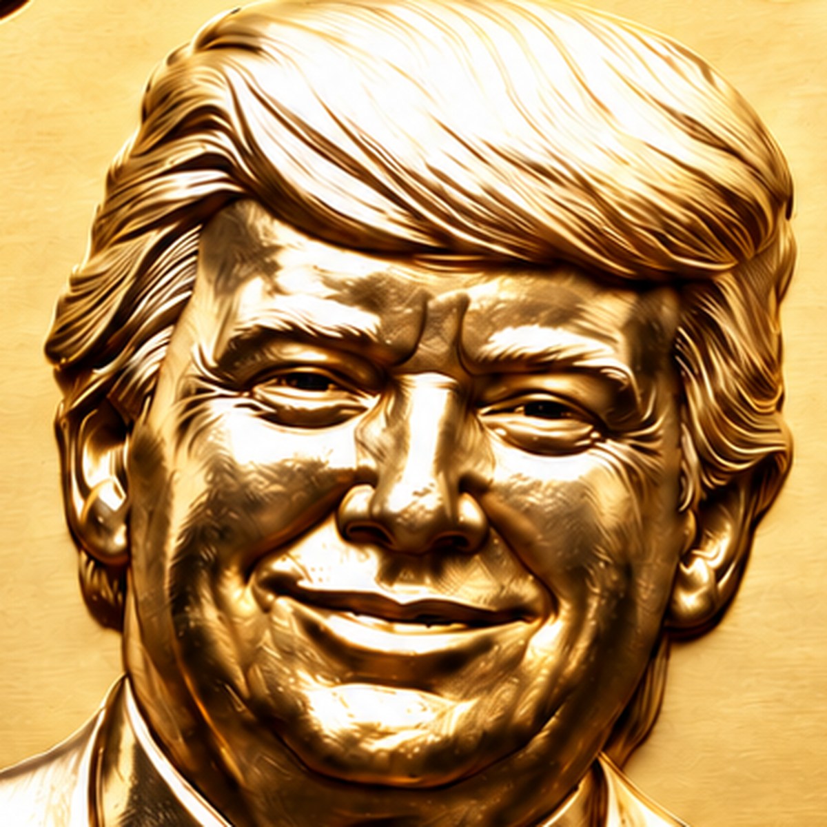 Close-up of the coin's grinning portrait